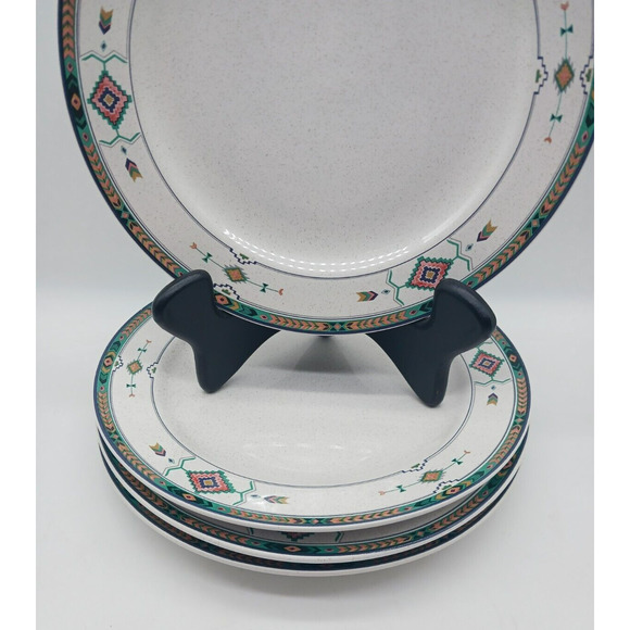 4 Salad Plates Studio Nova Adirondack Mauve Geen Aztec Southwestern Y2201 - Picture 4 of 10